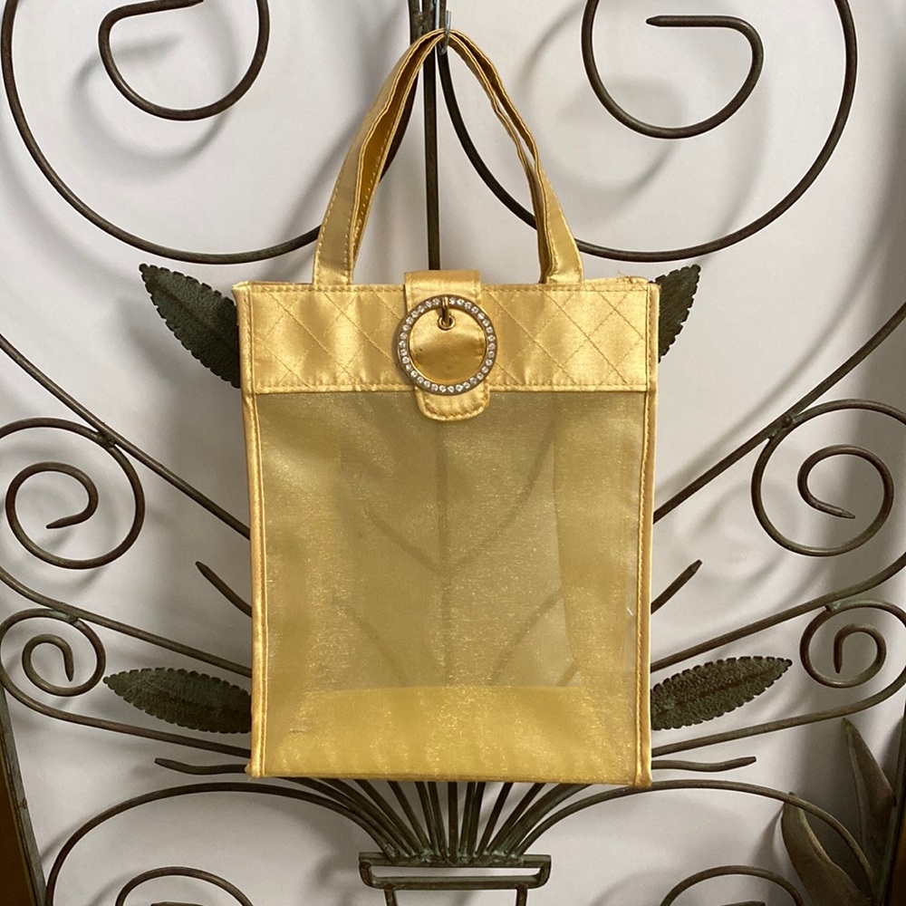 Vintage Gold Satin Purse Cosmetic Bag